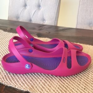 Final price! Crocs pink/purple sandals Sz 9